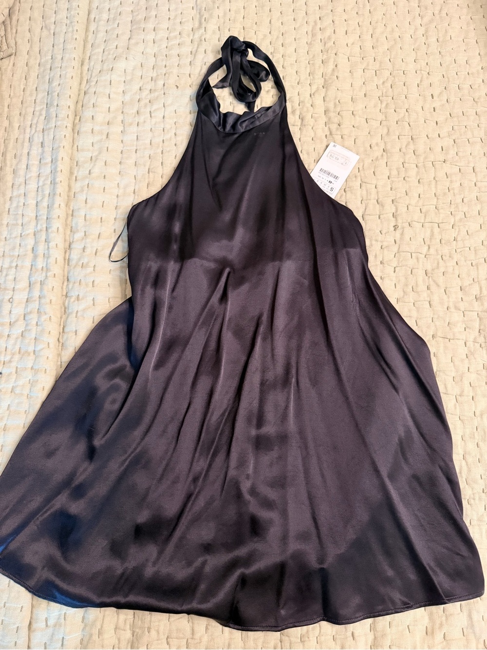 Zara Black Satin Halter Mini Dress